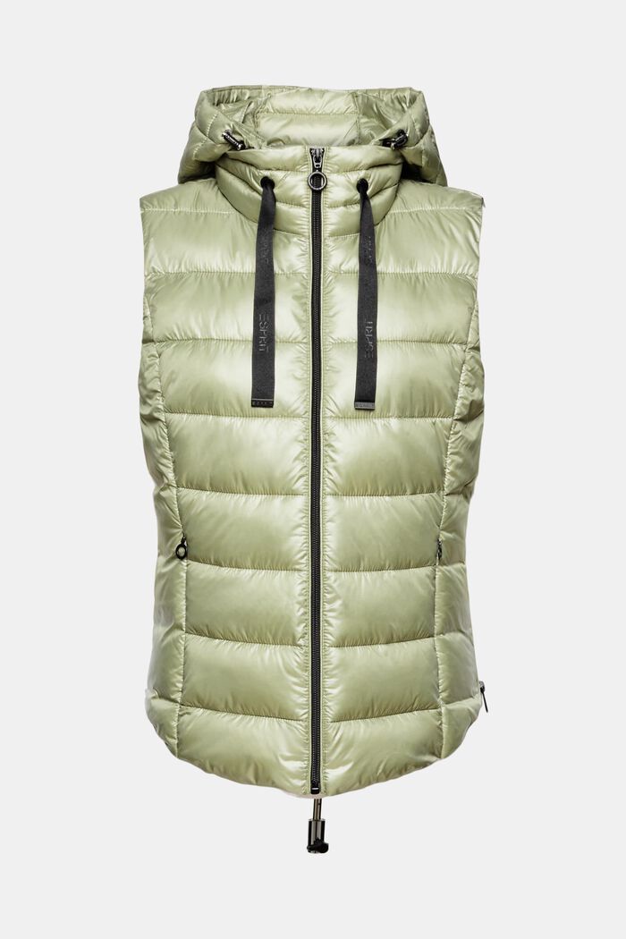 Hooded Quilted Shell Vest, LIGHT KHAKI, detail image number 6