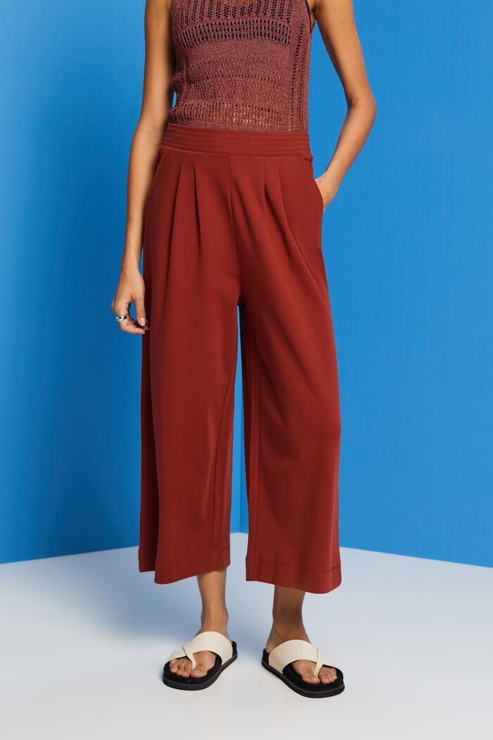 ESPRIT - Cropped jersey trousers, 100% cotton at our online shop