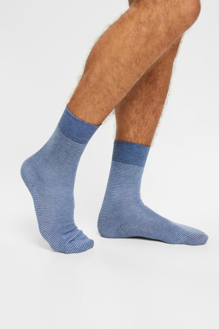 2-pack of striped socks, organic cotton, BLUE, detail image number 1
