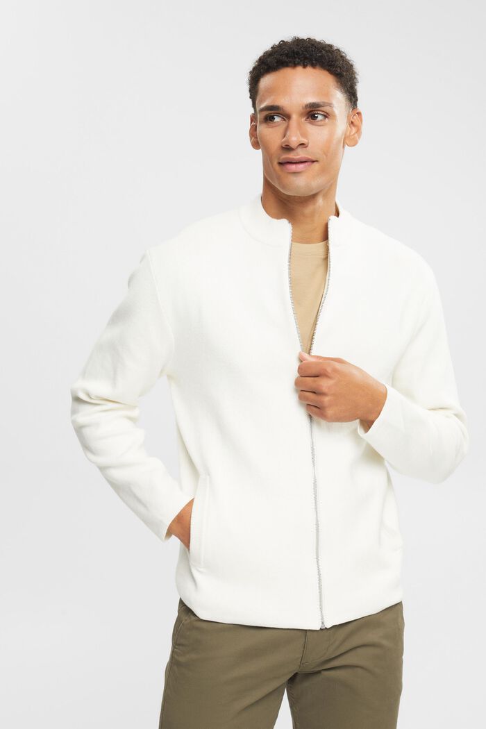 Cardigan with zip, OFF WHITE, detail image number 1
