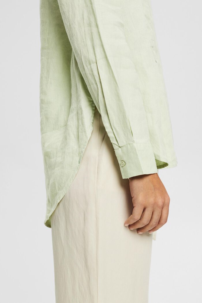 Blouse made of 100% linen, PASTEL GREEN, detail image number 2