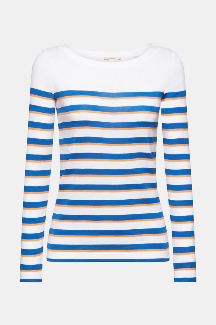 Long-sleeved striped top, WHITE, detail image number 7
