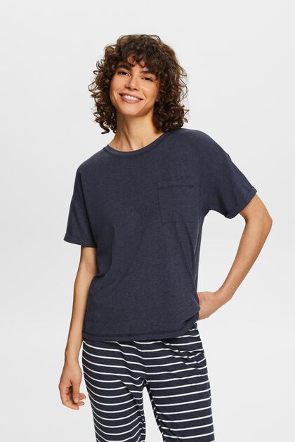 T-shirt with a breast pocket in blended cotton