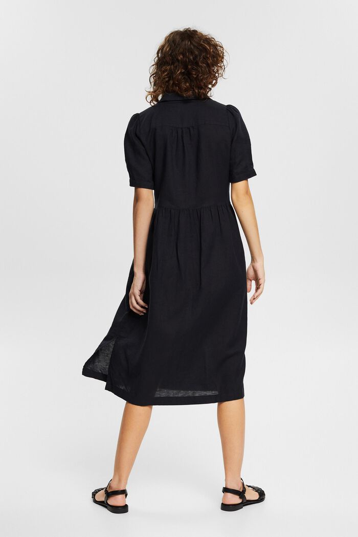 Made of blended linen: midi-length dress, BLACK, detail image number 2