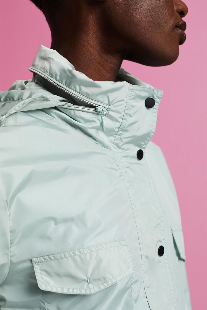 Recycled: rain jacket with a hood, LIGHT AQUA GREEN, detail image number 2
