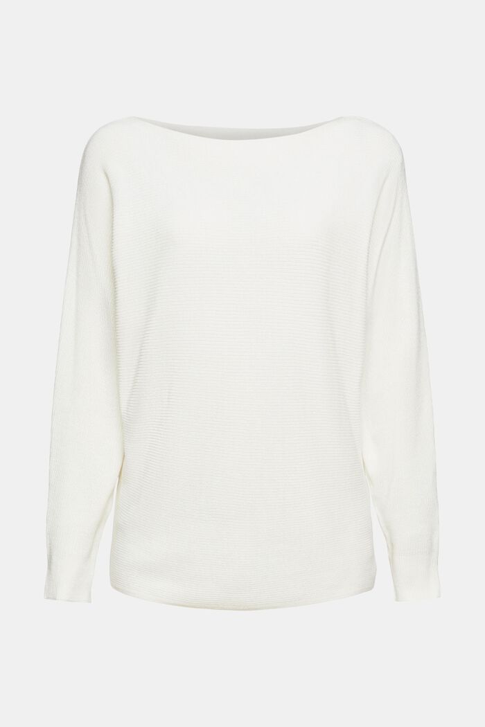 Bateau neck jumper made of organic cotton/TENCEL™, OFF WHITE, overview