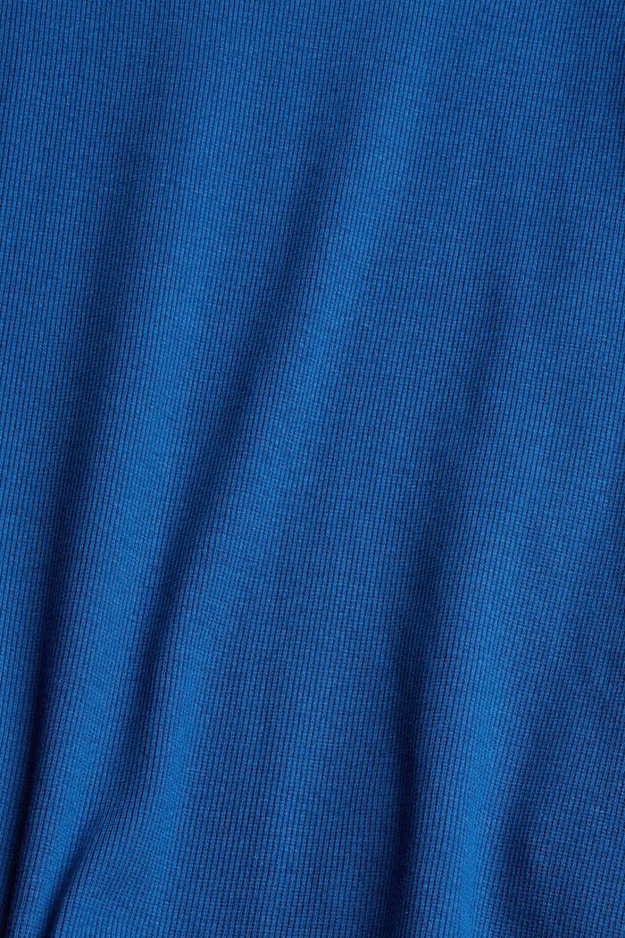 Finely ribbed T-shirt, organic cotton blend, BRIGHT BLUE, detail image number 1