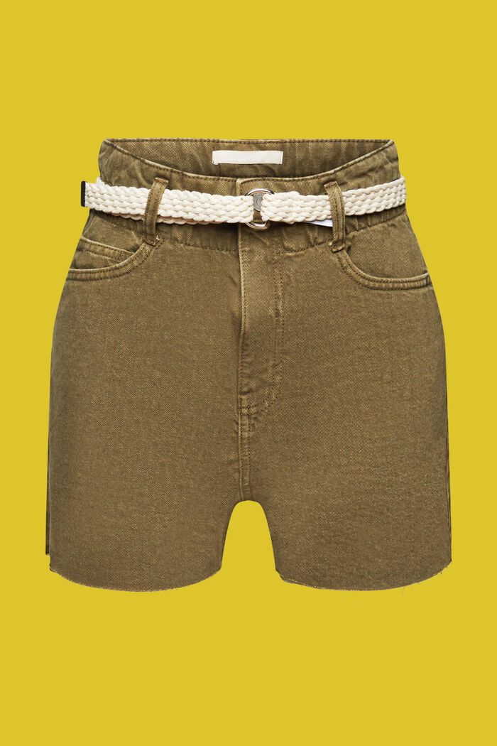 Cut-off denim shorts, KHAKI GREEN, detail image number 7