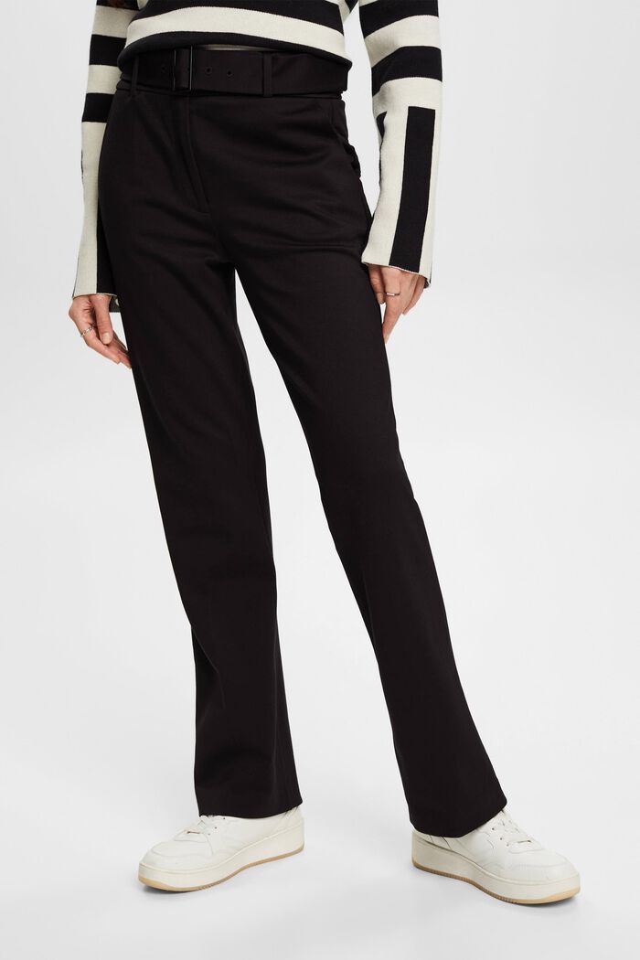 High-rise trousers with belt, BLACK, detail image number 0