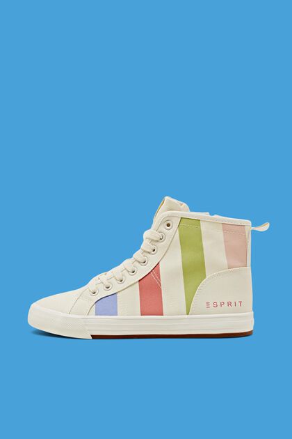 High-top canvas trainers with stripes