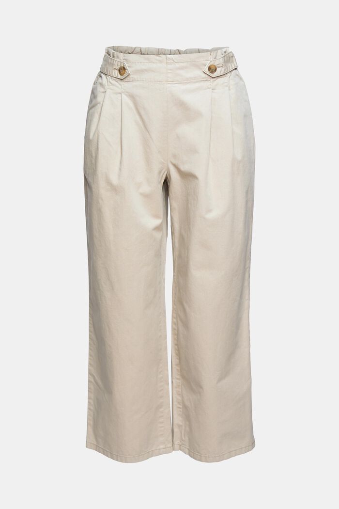 Cropped trousers with an elasticated waistband, 100% cotton