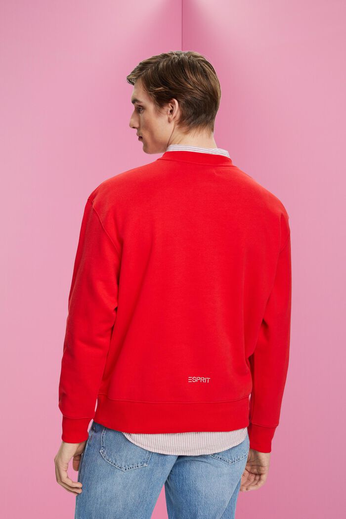 Sweatshirt with small dolphin print, ORANGE RED, detail image number 3