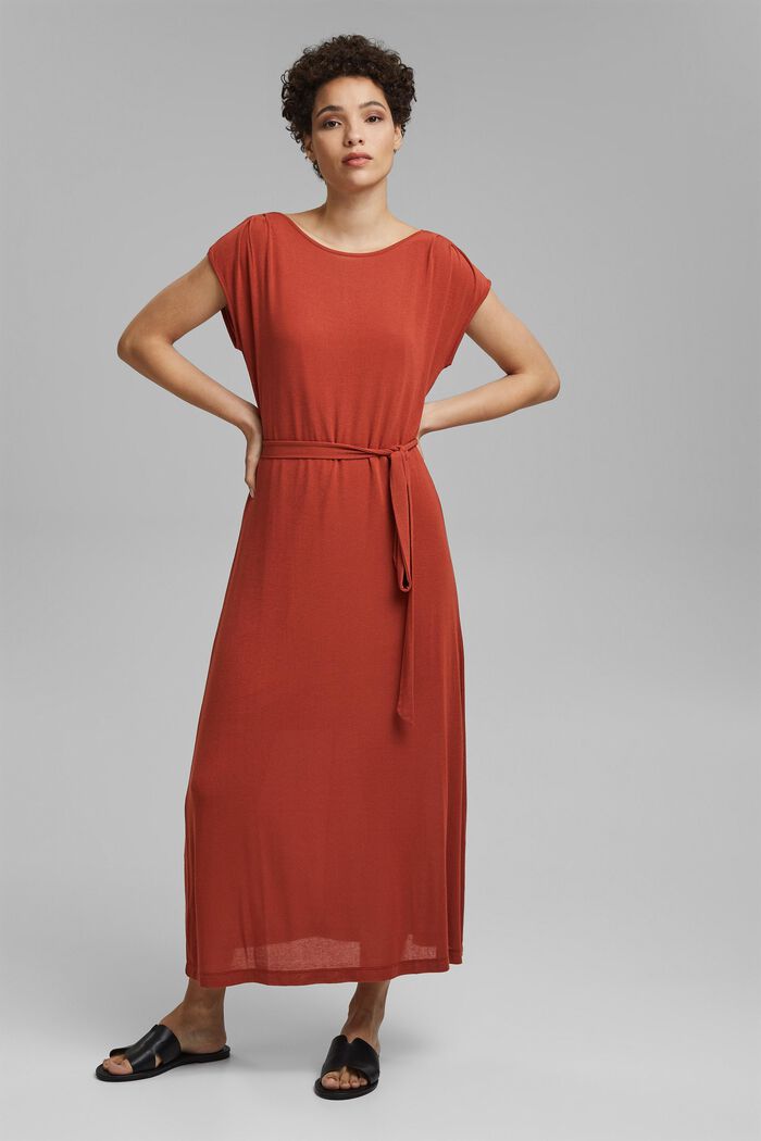 Jersey maxi dress made of LENZING™ ECOVERO™, TERRACOTTA, detail image number 0