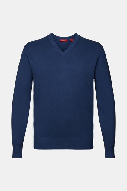 Basic V-neck jumper, wool blend