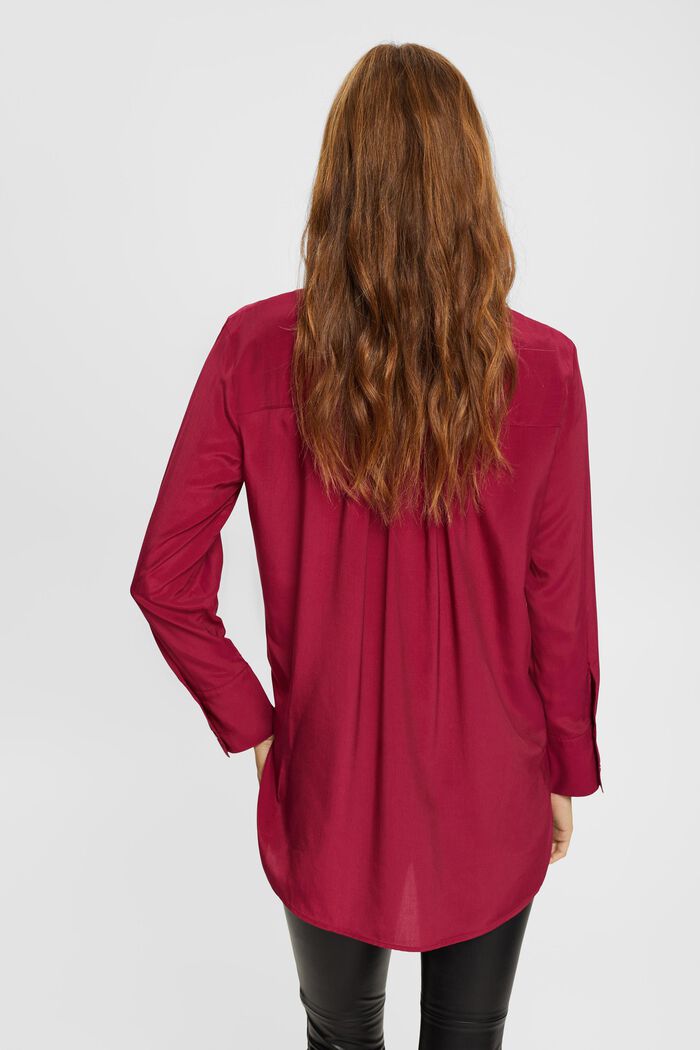 Blouse with banded collar, CHERRY RED, detail image number 3