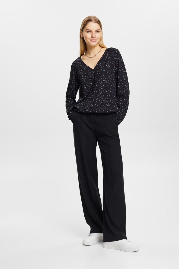 Patterned blouse, LENZING™ ECOVERO™, NEW BLACK, detail image number 4