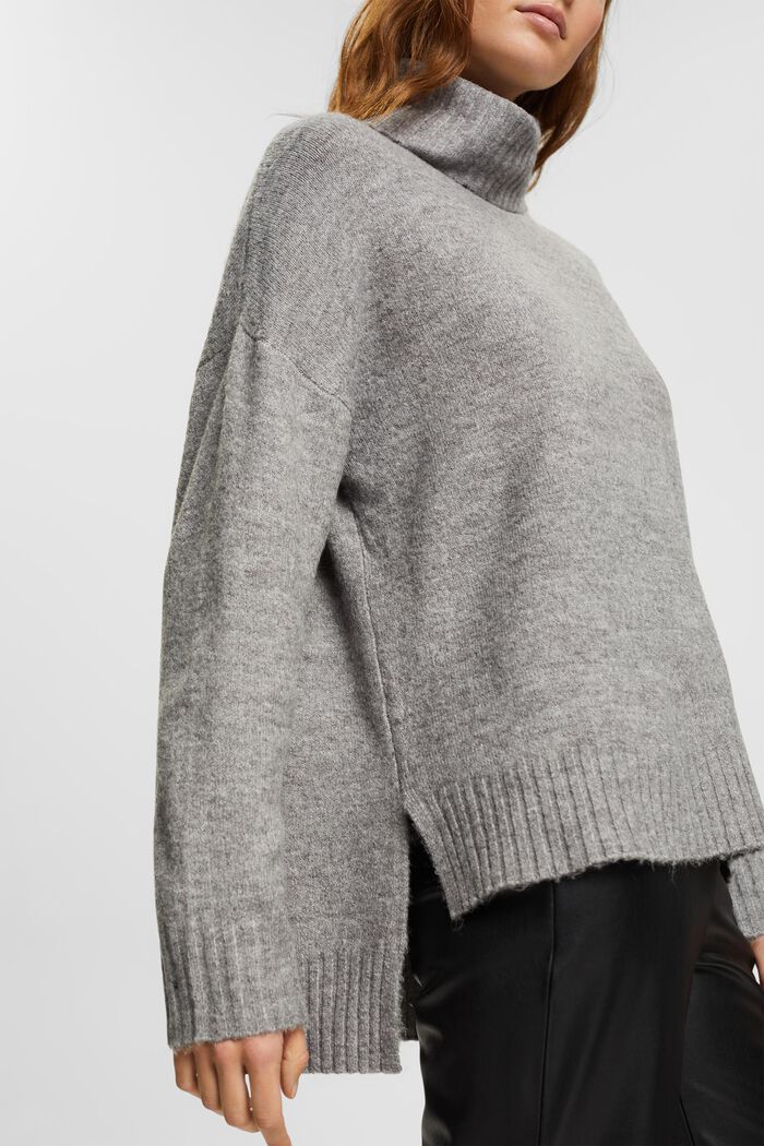 Knitted roll neck sweater, MEDIUM GREY, detail image number 2