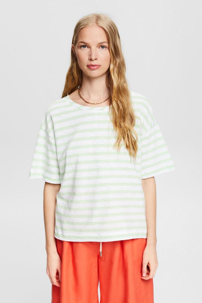 striped T-shirt, PASTEL GREEN, overview