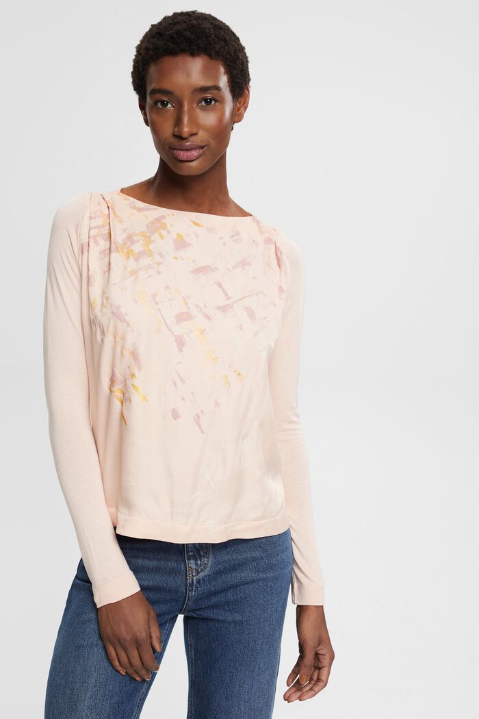 Long-sleeved top with print, LENZING™ ECOVERO™
