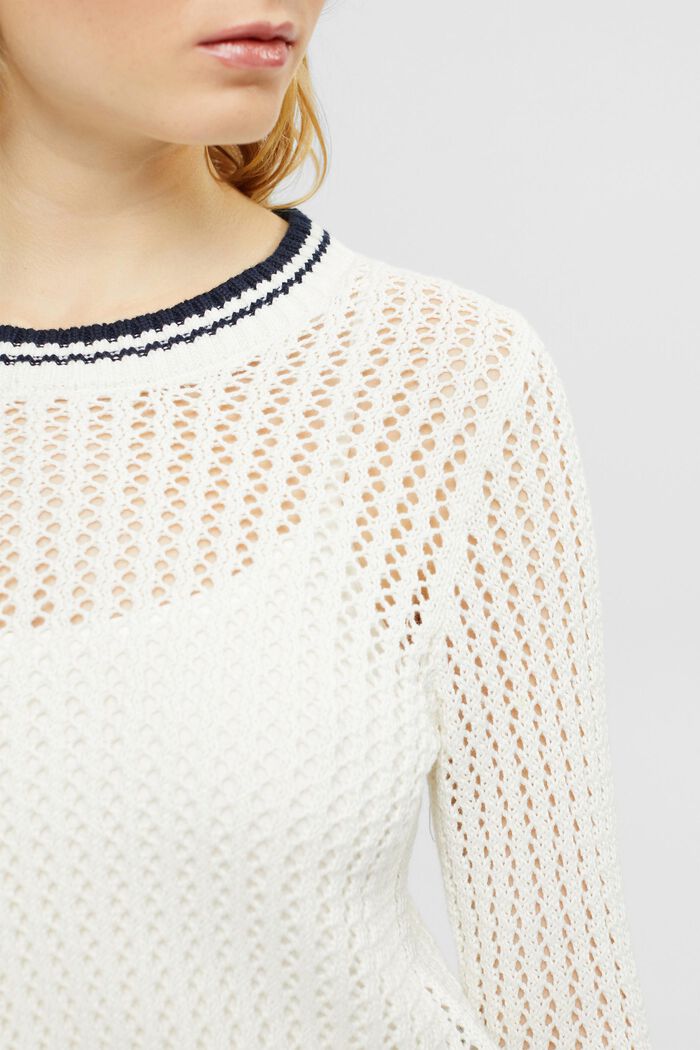 Organic cotton structured jumper, OFF WHITE, detail image number 2