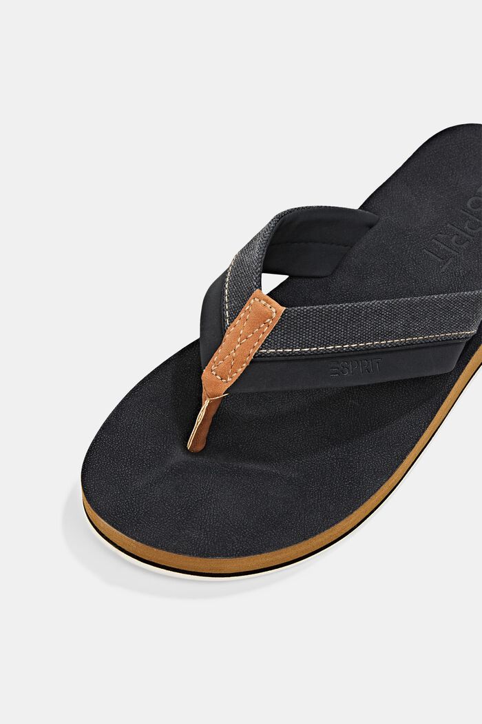 Thong sandals with material mix elements, BLACK, detail image number 4