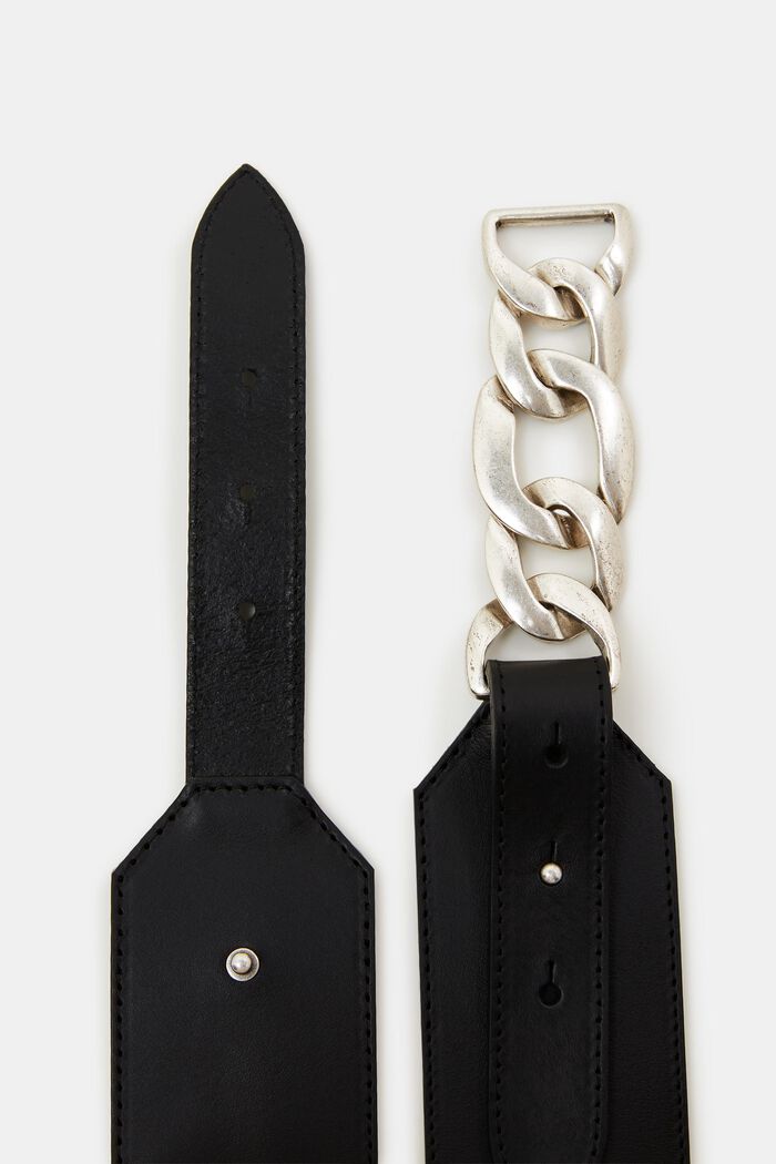 Leather Waist Belt, BLACK, detail image number 1