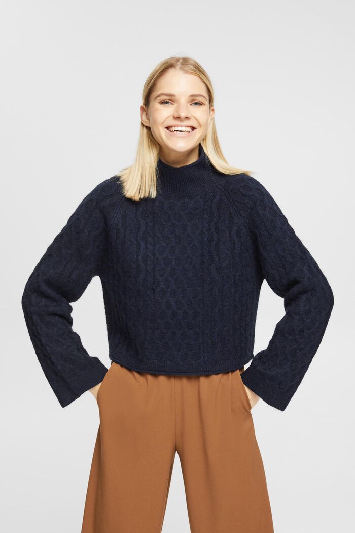 Cropped cable jumper with alpaca