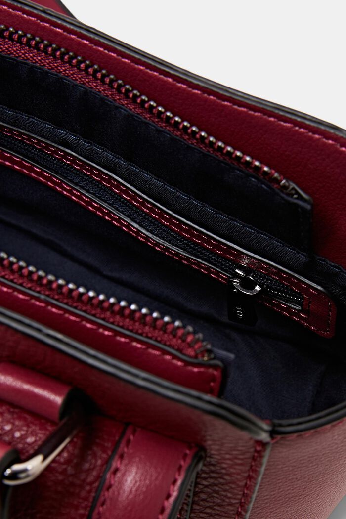 Faux leather city bag, GARNET RED, detail image number 3