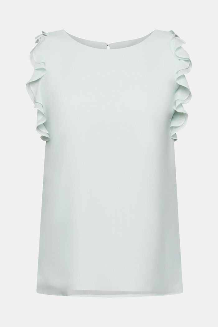 Chiffon blouse with ruffles, LIGHT AQUA GREEN, detail image number 8