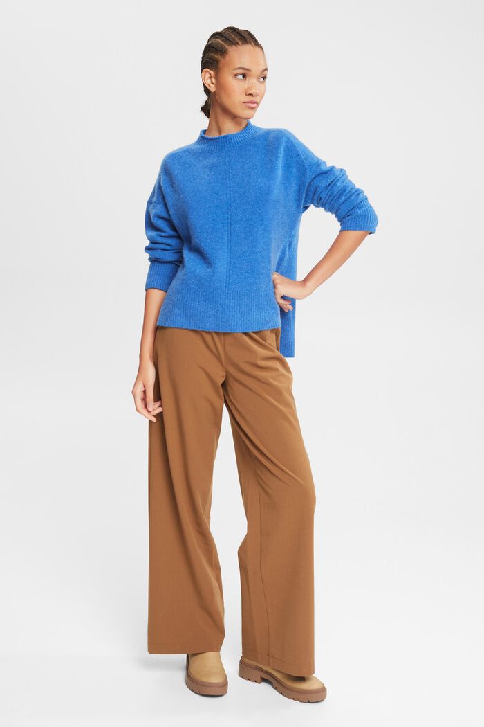 Wool blend: fluffy jumper with stand-up collar, BRIGHT BLUE, detail image number 2