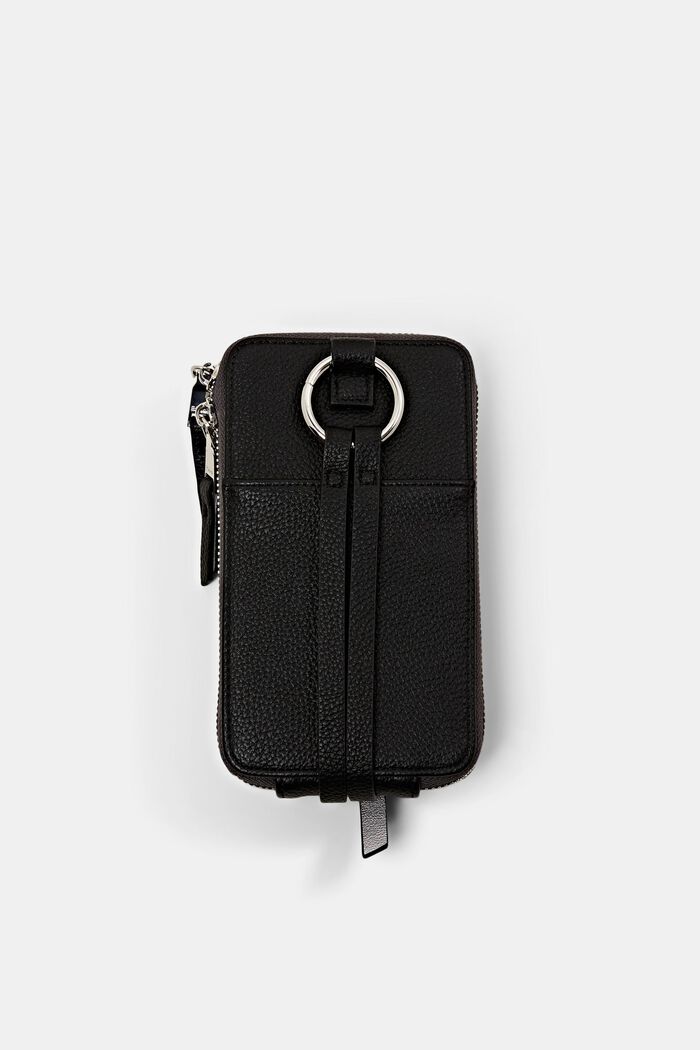 Faux leather phone bag, BLACK, detail image number 2