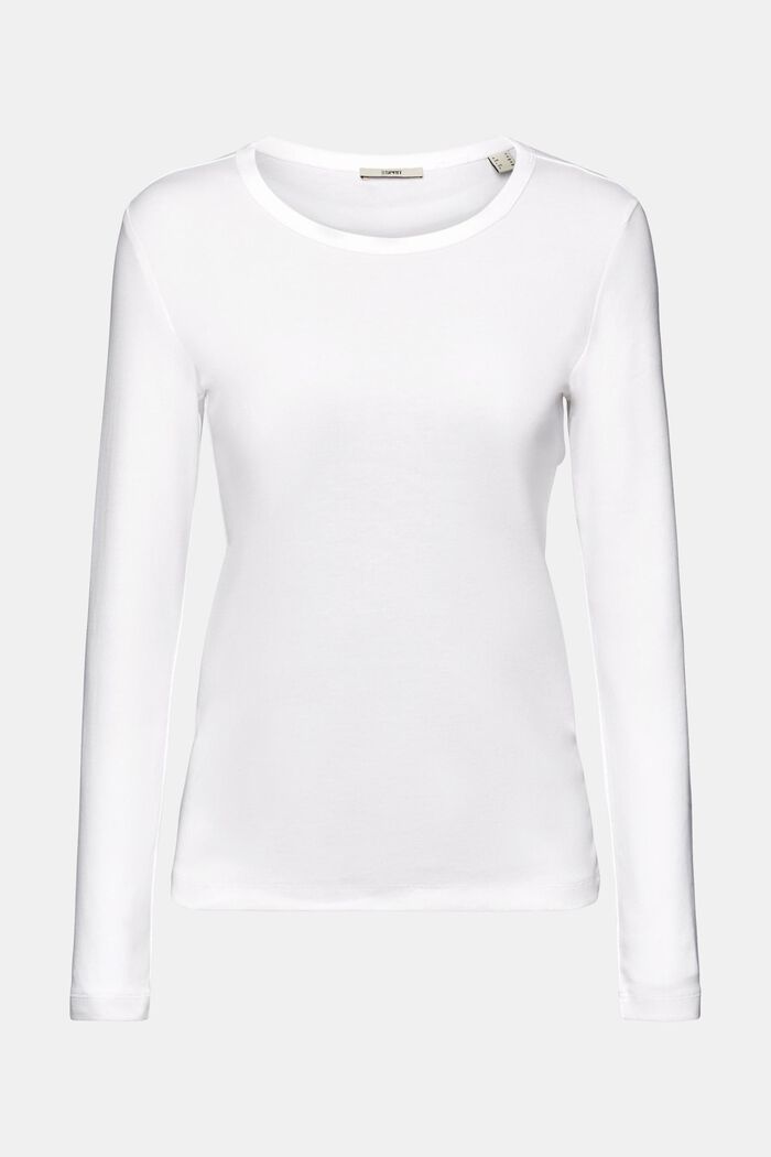 Long-sleeved cotton top, WHITE, detail image number 6