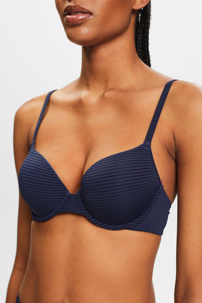 Jacquard Padded Underwired Bra, NAVY, detail image number 2