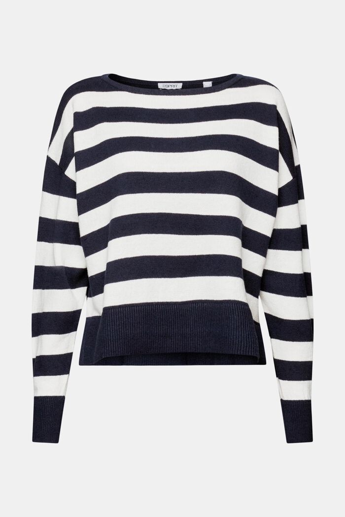 Striped Cotton-Linen Sweater, NAVY, detail image number 6