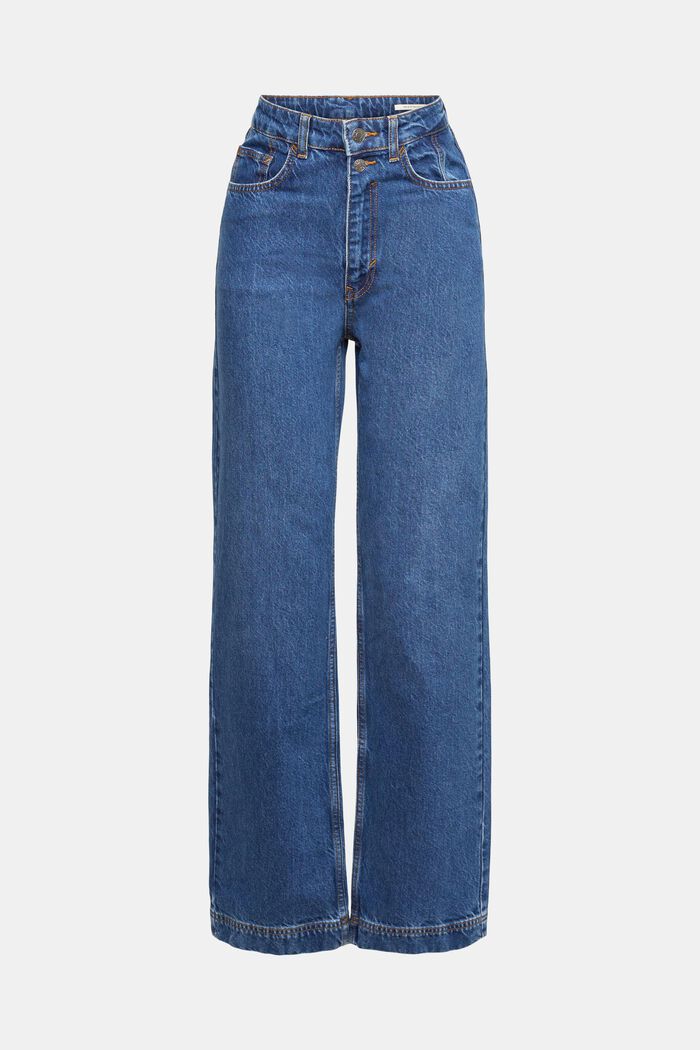 Straight leg stretch jeans, BLUE MEDIUM WASHED, overview