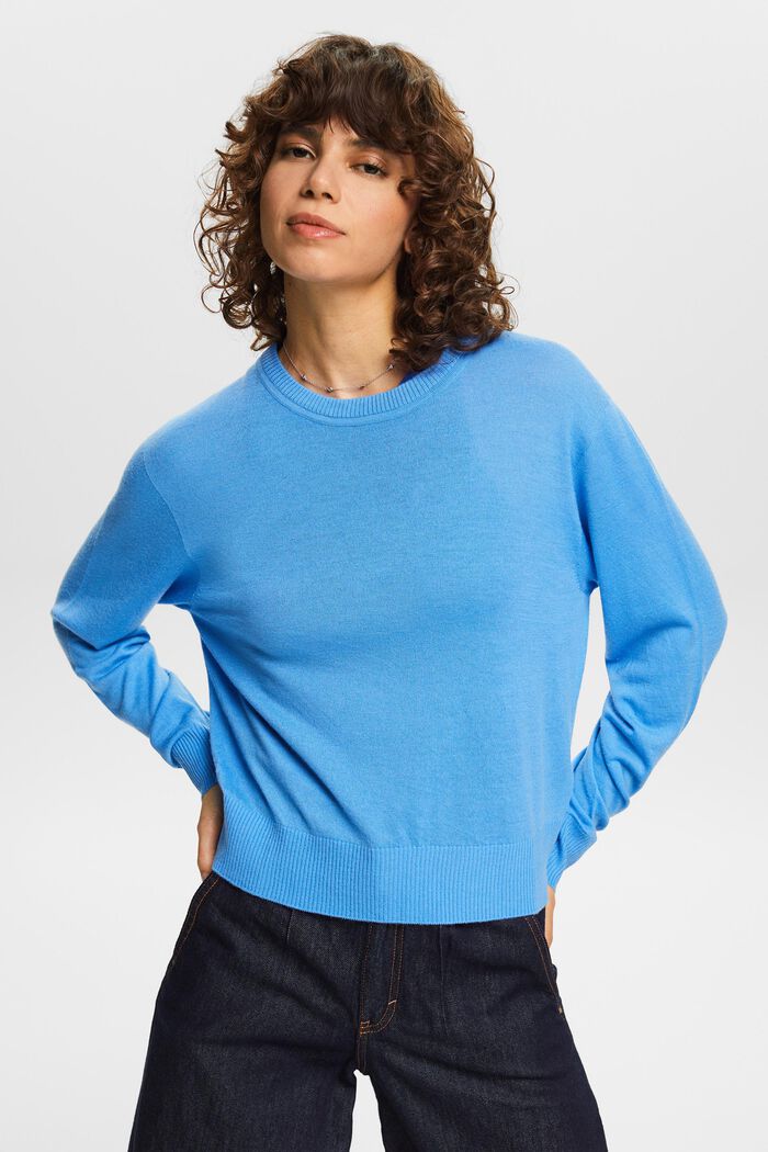 Cashmere Crewneck Sweater, BLUE, detail image number 0