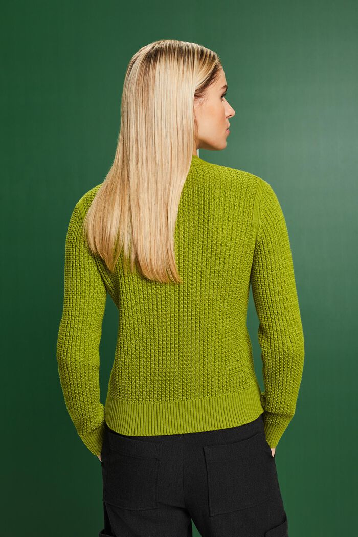 Structured Knit Crewneck Sweater, LEAF GREEN, detail image number 2