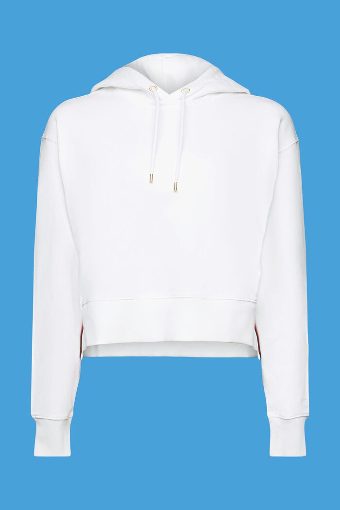Cropped hoodie, 100% cotton, WHITE, detail image number 6