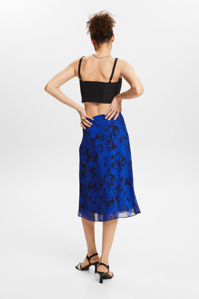 Printed Gathered Chiffon Skirt, BRIGHT BLUE, detail image number 2