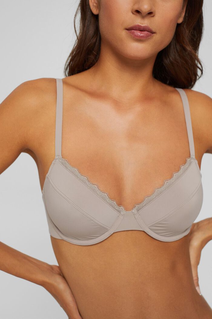 Underwire bra with lace, LIGHT TAUPE, detail image number 0