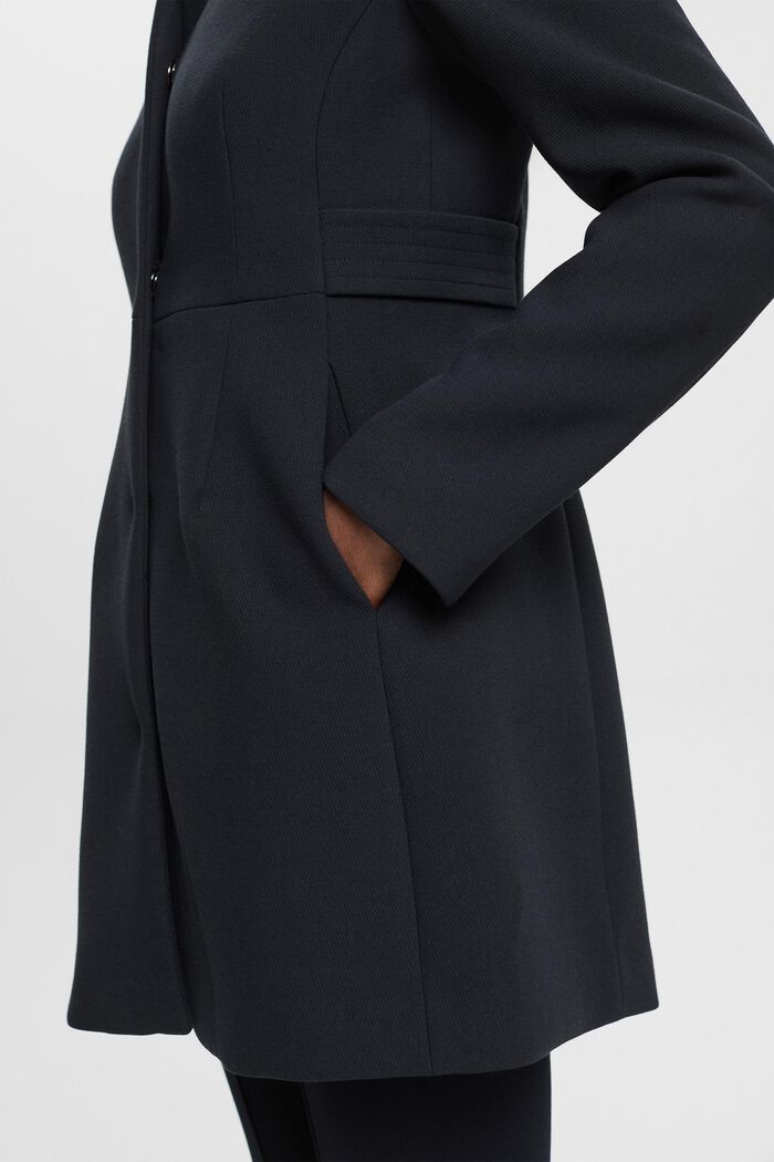 Waisted coat with inverted lapel collar, BLACK, detail image number 4