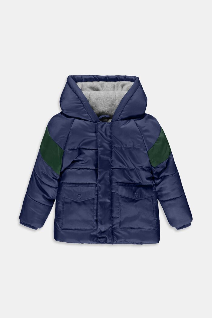 Quilted jacket with fleece lining and a hood