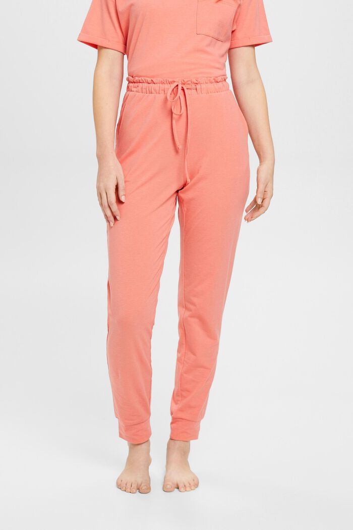 Jersey trousers with elasticated waistband, NEW CORAL, detail image number 0
