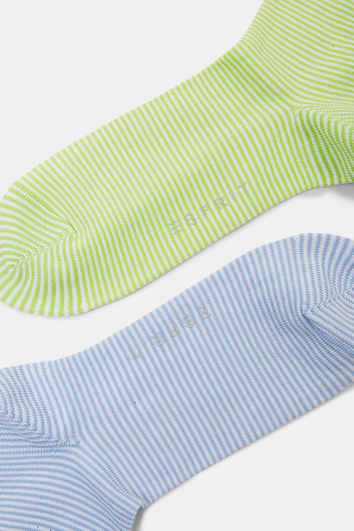 Striped socks with rolled cuffs, organic cotton, LIGHT GREEN/BLUE, detail image number 2