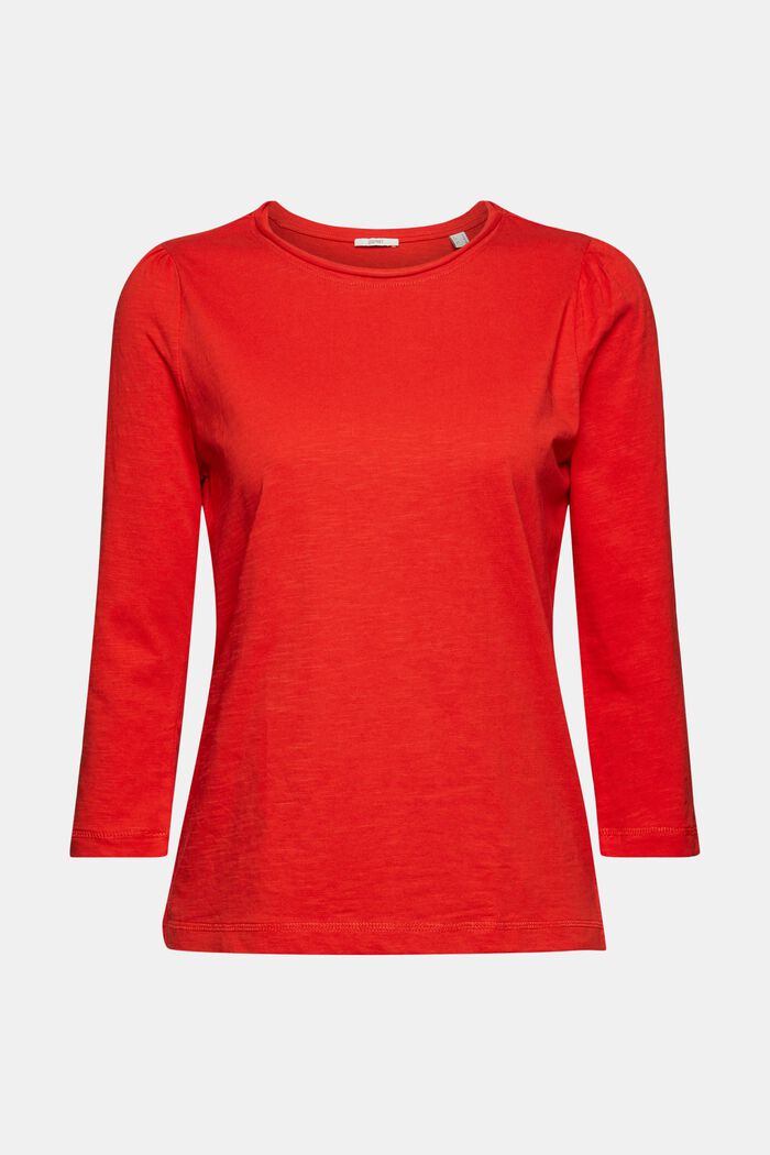 Long sleeve cotton top, ORANGE RED, detail image number 2