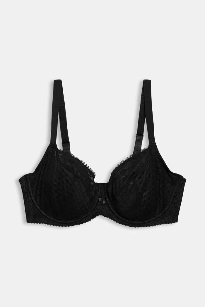 Lace underwire bra for larger cup sizes made of recycled material, NAVY, overview