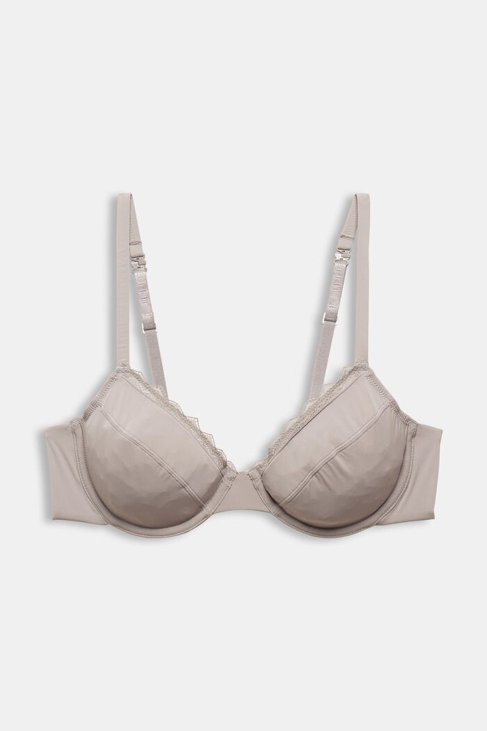 Underwire bra with lace, LIGHT TAUPE, detail image number 1