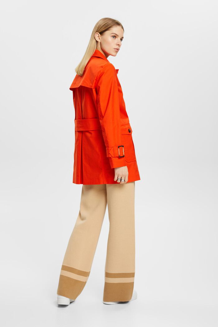 Short double-breasted trench coat, ORANGE RED, detail image number 3