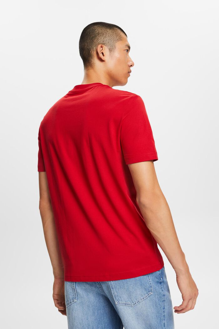 Pima Cotton-Jersey Crewneck T-Shirt, DARK RED, detail image number 3
