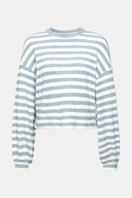Striped sweater, PETROL BLUE, overview